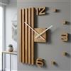 FLEXISTYLE Orologio da parete 3D fai da te in legno di quercia lamelle, grande orologio da parete da 60 cm, design moderno EKO orologio da parete decorazione per ufficio soggiorno