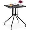 Relaxdays Tavolino da Giardino, Design Rattan, HLP 75x61x61 cm, Tavolo Quadrato da Esterni, in Plastica e Acciaio, Nero