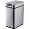 Relaxdays Cestino con sensore e Coperchio Automatico, 12 L, Acciaio Inox, Porta Sacchetti, per Cucina, Argento