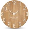 FLEXISTYLE Orologio da parete naturale, diametro effetto legno, 100% rovere, legno, moderno, soggiorno, senza ticchettio … (50 cm, bianco)
