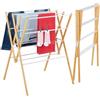 Relaxdays Stendibiancheria Pieghevole, Stendino Verticale a Torre, 12 Aste, HLP: 93 x 70 x 62 cm, bambù e Ferro, Bianco