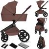 LIONELO Freya Passeggino 2in1 con Navicella Pieghevole per Bambini 0-4 Anni | fino a 22 kg, Posizione Sdraiata, Sospensioni, Ruote PU, Capottina UPF50+, Fibbia Magnetica, Ventilazione, Accessori