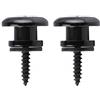 FLEOR 2pcs Tracolla per chitarra in metallo Funghi Bottone per cinturino Serrature perni terminali con viti di montaggio per parti di basso per chitarra elettrica acustica, nero