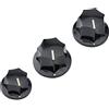 Musiclily Pro Metrica 18 Splines 2 Grandi 1 Piccole Manopole Jazz Bass Knobs Set per Asia Import Chitarra Basso Split Shaft Pots,Nero(Set di 3)