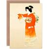 Wee Blue Coo CARD GREETING JAPANESE GEISHA LADY BRIGHT KIMONO GIFT