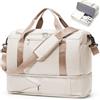 HPLQQ Borsone da Viaggio Donna Bagaglio a Mano Ryanair 40x30x20, Borsa Sportiva Borsone da Palestra con Scomparto per le Scarpe, Borsa da Weekend, Ospedale Parto, Danza,D03-Beige Marrone