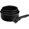 Bergner Click & Cook - Set di padelle - 3 padelle in alluminio stampato da 16, 18 e 20 cm - Con manico ergonomico intercambiabile - Utensili da cucina - Adatto a tutti i tipi di fornelli - Nero