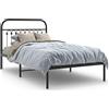 vidaXL Struttura letto con testiera in metallo nero 100x190 cm
