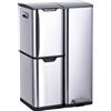 Relaxdays Cestino Relaxdays, 3 scomparti, 60 L, secchi interni estraibili, chiusura ammortizzata, pedale, acciaio inossidabile, separatore di rifiuti da cucina, argento