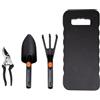 BLACK+DECKER Set di attrezzi da giardino - Kit da giardinaggio 4 pezzi - Tappetino per ginocchia, potatura, pala e artiglio da giardino, capacità di taglio 13 mm, colore: nero/arancione