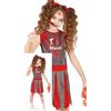 FIESTAS GUIRCA Costume da cheerleader Zombie per bambina - Uniforme da cheerleader rosso e grigio - Costume di Halloween per bambine dai 5 ai 6 anni
