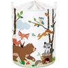 HUUMONSS Grande Cesta Porta Biancheria Bambini Animali Bosco Pieghevole Cestini Portaoggetti Giocattoli Vestiti per Bagno Cameretta, Orso, 63L