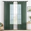 MIULEE Tende per Interni Trasparente Tenda Voile con Passanti， Anelli Soggiorno Moderne Eleganti 2 Pezzi Verde Scuro 140 x 245 CM