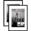 Hiyzaun Cornice portafoto 50 x 70 cm, confezione da 2 cornici per foto da 70 x 50 cm, con supporto A2, cornice nera per poster con parte anteriore in plexiglas sicura