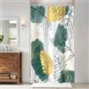 Uiiooazy Tenda Doccia Antimuffa, Tenda Doccia 120x180cm Verde Boho Chic Tropicale Astratta Foglie di Palma Nero Oro Tende da Bagno Tessuto Lavabile Impermeabile Tende per Vasca da Bagno con 8 Anelli