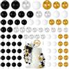 NACHLYNN 80 Pezzi Palline Cake Topper Decorazioni Topper Foam Ball Torta Decorazione per Feste di Compleanno Matrimoni Baby Shower(Serie Nero Argento Oro)