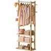 Yorbay Appendiabiti in Legno, Appendiabiti a Piani con 3 Ripiani, 6 Ganci, 1 Asta per Abiti, Guardaroba per Abbigliamento, Cappelli, Giacche, Borse, per Soggiorno, Camera da Letto, Ufficio