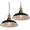TOKIUS 2 pezzi Lampada a Sospensione Industriale Vintage Lampadario Plafoniera E27 in Metallo Ø27cm Lampada da soffitto Retro Interni Per Cucina Camera da letto Sala Da Pranzo (Nero&Bianco, 2 pezzi)