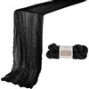 BOUBONI 1 runner da tavola in garza stile bohémien, 3 m, nero, 89 x 305 cm, per feste di compleanno, matrimoni, baby shower, decorazioni natalizie, eventi speciali
