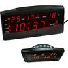 DISCORAMA OROLOGIO DA TAVOLO DIGITALE, OROLOGIO CON TIMER, SVEGLIA DIGITALE VISIONE NOTTURNA LED ROSSO ORA ALLARME TEMPERATURA DATA UFFICIO