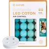 GuirLED Ghirlanda luminosa con sfere di cotone a LED USB, telecomando senza fili, caricabatterie doppio USB 2 A incluso, 10 intensità diverse, 16 o 24 sfere, orizzonte, 16 Sfere