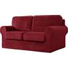 SYLC Ektorp Copridivani Con Cuscini E Schienale Separati, Velluto Elasticizzato Copridivano 1/2/3/4 Posti Con Braccioli, Copri Divano Antiscivolo (Wine red,2 Seat Set 5 PCS)