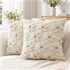Artscope 2 Pezzi Primavera Estate Federe in Lana Corta Velluto Copricuscini Morbido Decorativo Fodere per Cuscino Lusso Stile per Divano Camera da Letto Fiori Beige 45x45 cm