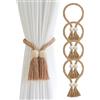 Ausing 4 fermatenda magnetici per tende boho con nappe in legno, per camera da letto, decorazione per la casa