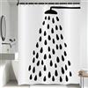 Hnmdmyi Tenda da doccia bianca e nera 180x200, Moderno e divertente soffione doccia e gocce d'acqua Impermeabile Tessuto in poliestere Lavabile Tenda da bagno con ganci