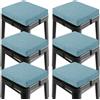 OVOV Set di 6 cuscini quadrati antiscivolo per sgabelli da bar, con laccetti, piccoli cuscini per sedie con fodera lavabile, 30,5 x 30,5 cm (azzurro)