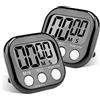 Runmeihe 2 Pezzi Timer da Cucina, Divertenti Timer Cucina con Magnetico e Supporto, Allarme Forte Timer Digitale per Uovo,Studio, Lavoro,Palestra, Cuo