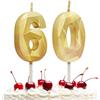 Prebarfun Candele Compleanno Oro Candela Numero 60 Candeline Compleanno Candele di Compleanno Metallizzato-Numero Adatto A Feste di Compleanno,Feste di Anniversario di Matrimonio,Serate di Laurea