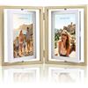 DRADERCH Cornice Foto in Legno,Cornici Foto Personalizzata Girevole 360° Porta Foto da Tavola,Portafoto 10x15 per 4 Fotografie,Portafoto per Matrimoni,Cartoline,Camerette,Famiglia,Scrivania e Ufficio