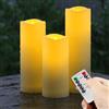 Homemory Candele tremolanti senza fiamma per esterni, impermeabili, realistiche candele LED con telecomando e timer, candele a batteria, candele finte elettriche, plastica, avorio, set di 3