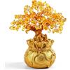 Itian Albero in Quarzo citrino Giallo con Base a Forma di Sacco Portafortuna