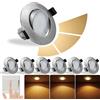 EACLL Faretto da Incasso LED, Luce Bianco Caldo 3000K, 10W 230V Dimmerabile 3 Livelli, Confezione da 6, Alluminio Nichel Spazzolato Girevole Faretto a Soffitto, Lampadina GU10 e Portalampada, IP44