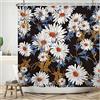Bovlleetd Vintage Fiori Tenda da Doccia 180x200cm Design Acquerello Margherite Boho Retro Botanica Motivo Floreale, Impermeabile Lavabile in Poliestere Tende da Bagno con 12 Ganci per Vasca da Bagno