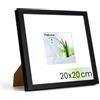 Feihorrm Cornice portafoto, Fotocornice in quercia, con vetro temperato, per foto 20x20 cm senza passepartout o foto 9x9 cm con passepartout, Fotocornice in legno massiccio (Nero, 20x20 cm/ 1x)
