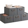 WOLTU Set di 5 Scatole Portaoggetti Pieghevoli, Scatole Portaoggetti Pieghevoli in Tessuto con Manici, per Vestiti e Giocattoli, Grigio, 42x32x26 cm