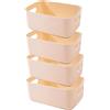 EURXLQ 4 Pezzi Cestini Portaoggetti Plastica Scatole Organizer con Manici,Contenitori per Armadio,Contenitore Plastica,Organizer Portaoggetti per Cucina Bagno Cosmetici (Beige, 30×20×12 cm)