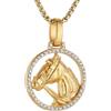AsAlways Collana con cavallo per donne e uomini, in acciaio inox, stile hip hop, con testa di cavallo, cowboy, cowgirl, regalo, Acciaio inossidabile, Zirconia cubica