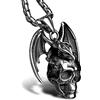 bahamut Collana da uomo con ciondolo a forma di teschio e drago, in argento, stile punk, gotico, con catena in acciaio inox, 25x1.37x1.69in, Acciaio inossidabile, Nessuna pietra preziosa