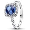 Pandora Anello da donna in argento quadrato blu brillante con aurea 193550C01, 50/15,9, Cristallo, Zirconie sintetico