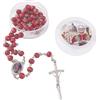 GAUEIOUR Collana di Rosario Cattolico in Legno Fatta a Mano, Rosario Profumato di Petali di Rosa Rossa del Papa XIV, Croce Religiosa per la Preghiera, Collana Decorativa, Gioielli per la Preghiera