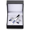 LegendTech EIFINE Cristallo Blu Set di fermacravatta con Gemelli in Cristallo Blu per Uomo Regalo