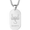 FaithHeart Collana Militare 12 Segni Zodiacali Uomo Personalizzata Nome Testo Incisione Acciaio Inox Ciondolo Argento Ovale Catena 55+5 CM Impermeabile Anallergico