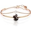 Swarovski Bracciale rigido Swan, Cigno, Nero, Placcato color oro rosa