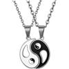 Oidea 1 Coppia (2pzz) collane dell'amicizia con ciondolo, acciaio inossidabile Tai Chi Yin e Yang ciondolo per coppia con 45 cm e 55 cm catenella, argento nero