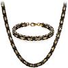 JewelryWe Gioielli Collana Braccialetto in Acciaio Inossidabile Lungo da Uomo, colore Oro Nero, 22-26 Polici, 0.8cm