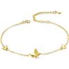 Belons - Braccialetto da donna in argento Sterling 925 con zirconia cubica, con ciondolo a forma di farfalla, bracciale a catenina per ragazze e bambini, argento/dorato, 16.2 centimeters, Argento